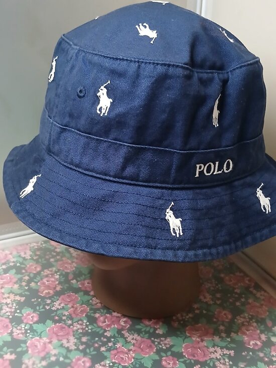 ?Polo Ralph Lauren Navy Blue All-Over Pony Graphic Bucket Hat main image 4